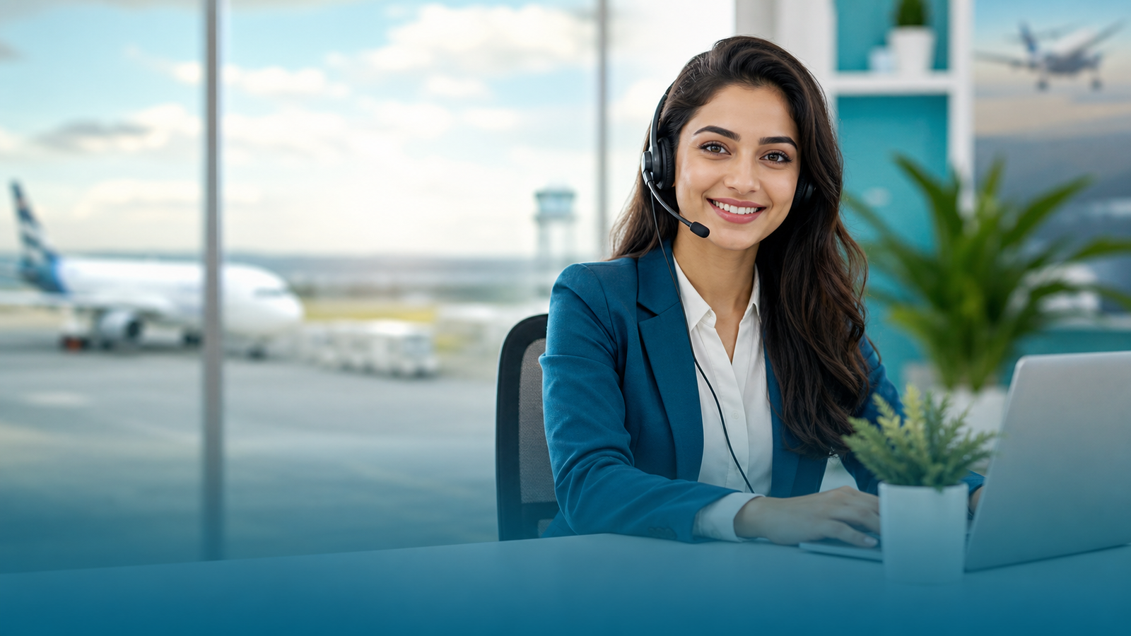 Customer care agent helping with flight booking by phone